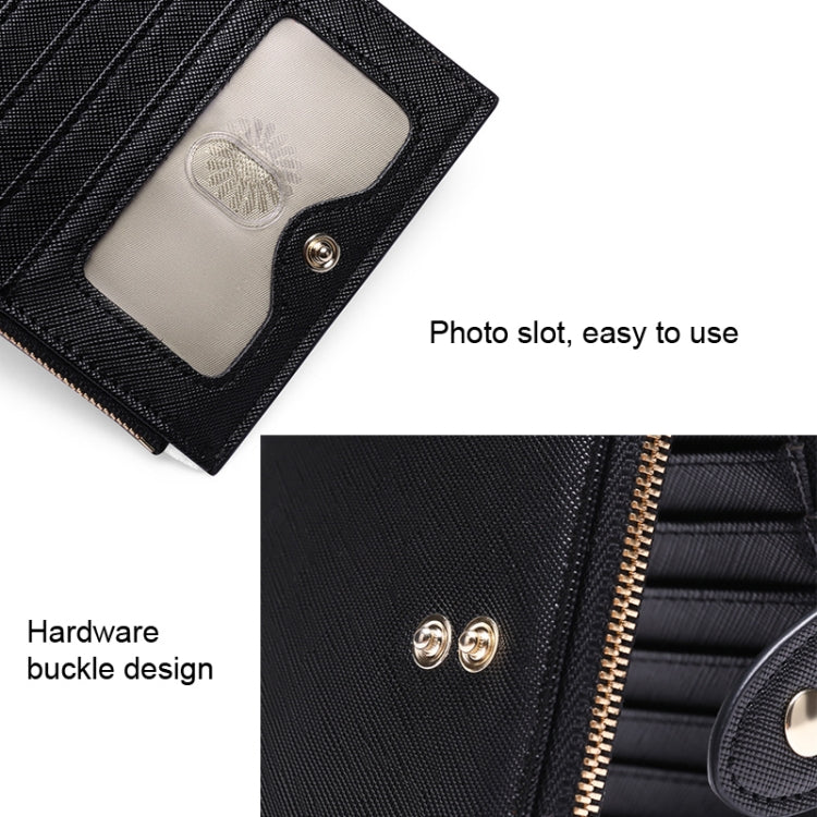 GLQ167  RFID Two-way Folding PU Cross Pattern With Zipper Pocket Wallet(Light Blue) - Antimagnetic RFID Package by PMC TechLife | Online Shopping South Africa | PMC TechLife | Buy Now Pay Later Mobicred