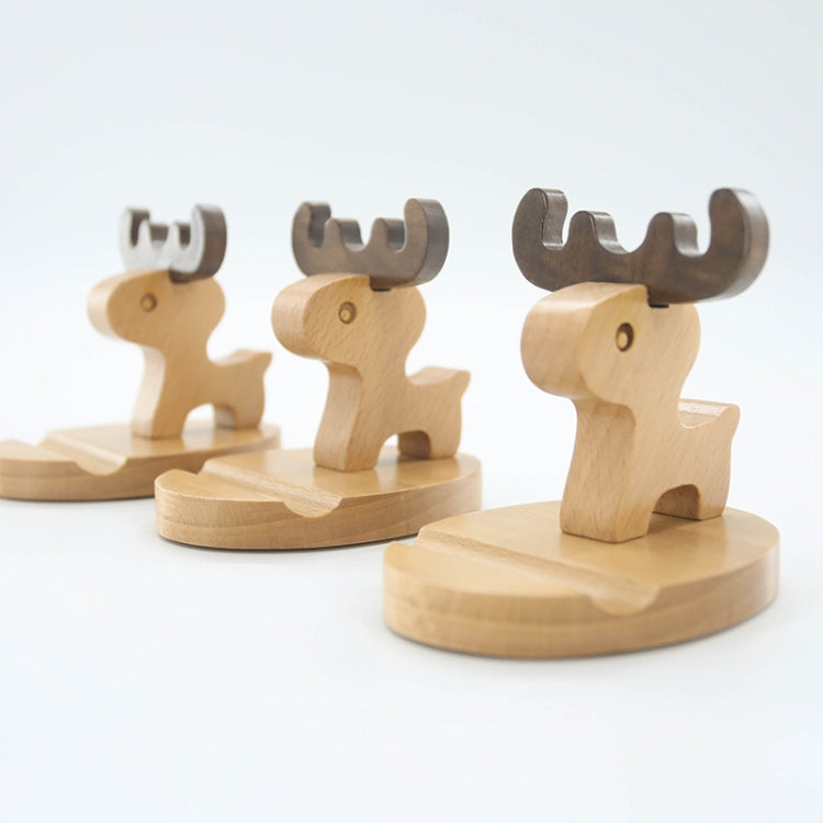 Wooden Mobile Phone Bracket Beech Lazy Mobile Phone Holder,Style: Little Deer With Antlers - Desktop Holder by PMC TechLife | Online Shopping South Africa | PMC TechLife