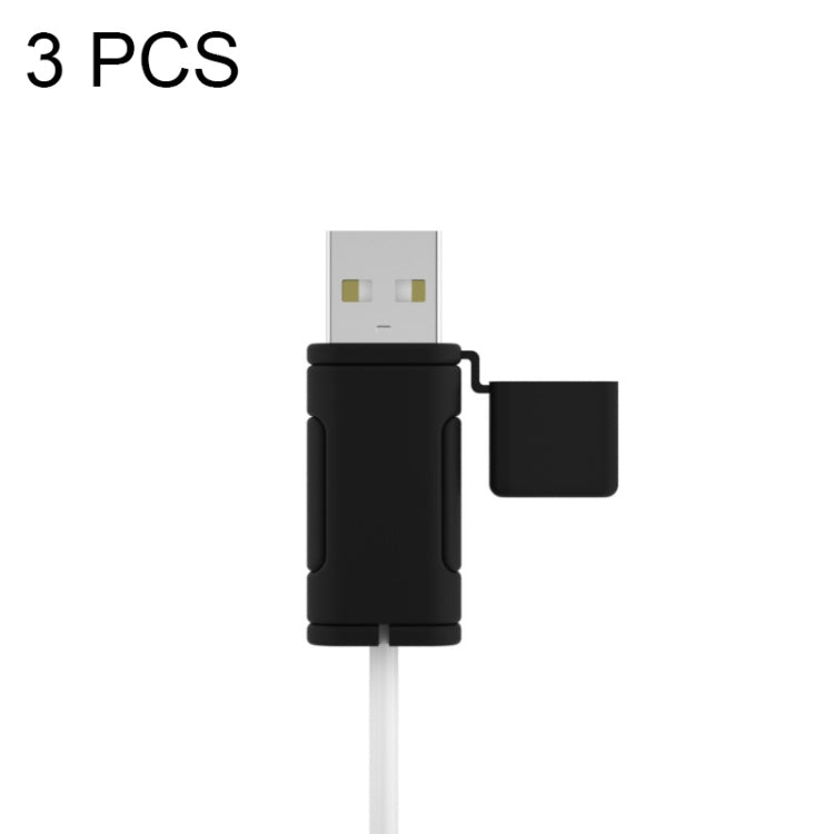 3 PCS Soft Washable Data Cable Silicone Case For Apple, Spec: USB (Black) - Cable Organizer by PMC TechLife | Online Shopping South Africa | PMC TechLife