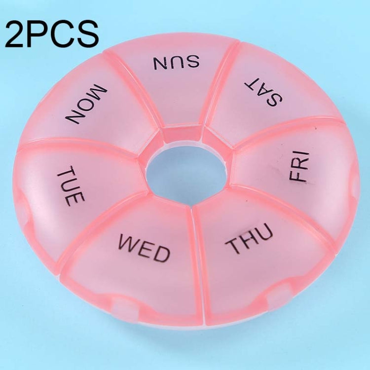 2 PCS Round 7 Days Rainbow Color Portable Pill Box Plastic Seven Grid(Pink) - free shipping - PMC TechLife - Order now!