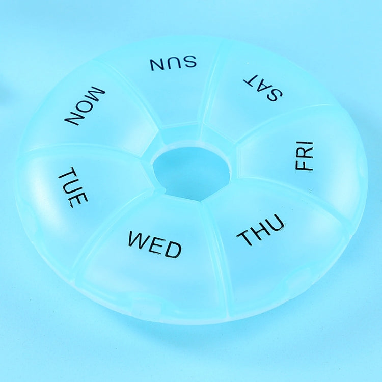 2 PCS Round 7 Days Rainbow Color Portable Pill Box Plastic Seven Grid(Light Blue) - free shipping - PMC TechLife - Order now!