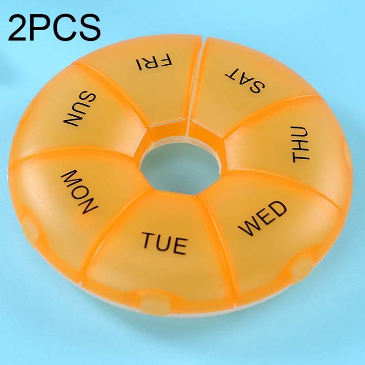 2 PCS Round 7 Days Rainbow Color Portable Pill Box Plastic Seven Grid(Orange) - free shipping - PMC TechLife - Order now!