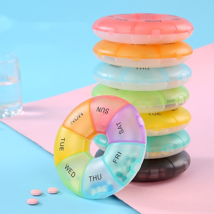 2 PCS Round 7 Days Rainbow Color Portable Pill Box Plastic Seven Grid(Colorful) - free shipping - PMC TechLife - Order now!