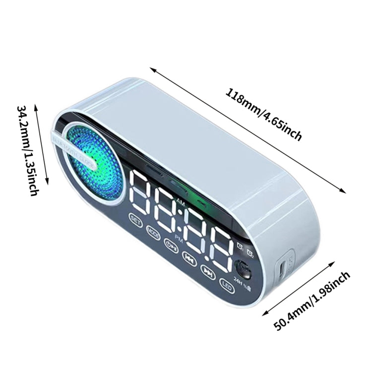 RBT-G30 Mirror Colorful Light Subwoofer Bluetooth Alarm Clock Audio, Spec: Sensor Version (White) - Desktop Speaker by PMC TechLife | Online Shopping South Africa | PMC TechLife