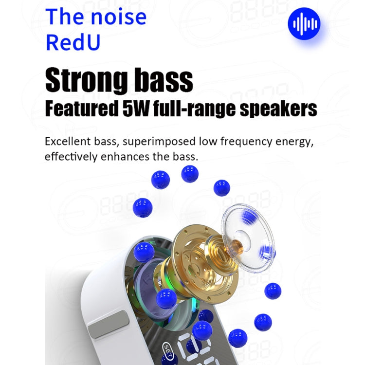 RBT-G30 Mirror Colorful Light Subwoofer Bluetooth Alarm Clock Audio, Spec: Sensor Version (White) - Desktop Speaker by PMC TechLife | Online Shopping South Africa | PMC TechLife