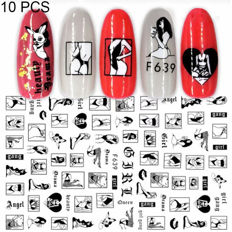 10 PCS Cartoon Heart Letters Comic Character Nail Art Sticker 3D Adhesive Nail Stickers(F639) - free shipping - PMC TechLife - Order now!
