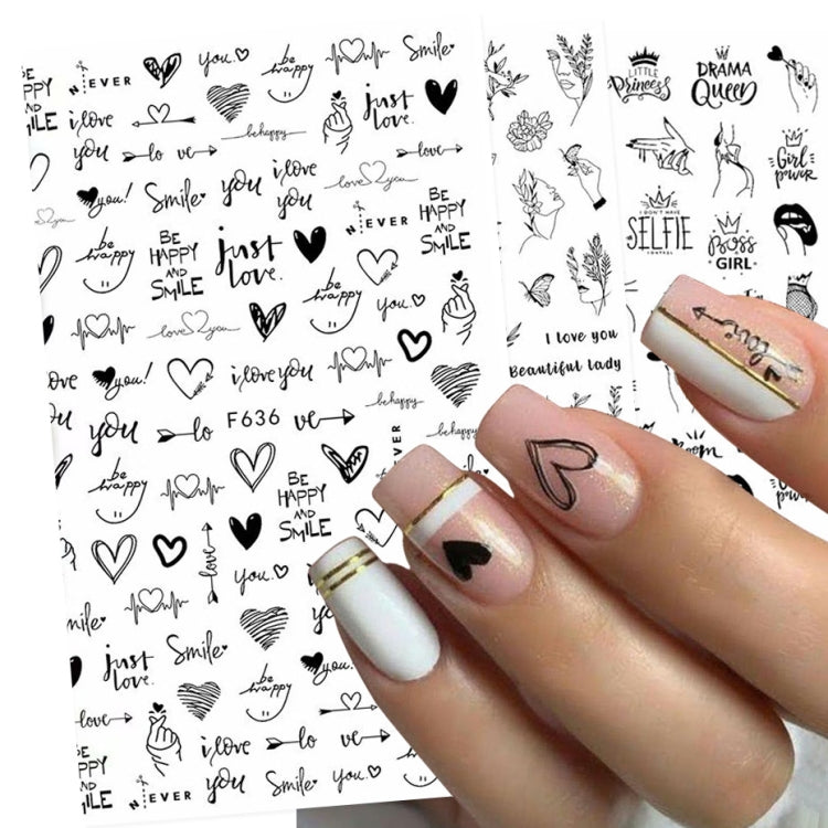 10 PCS Cartoon Heart Letters Comic Character Nail Art Sticker 3D Adhesive Nail Stickers(F106) - free shipping - PMC TechLife - Order now!