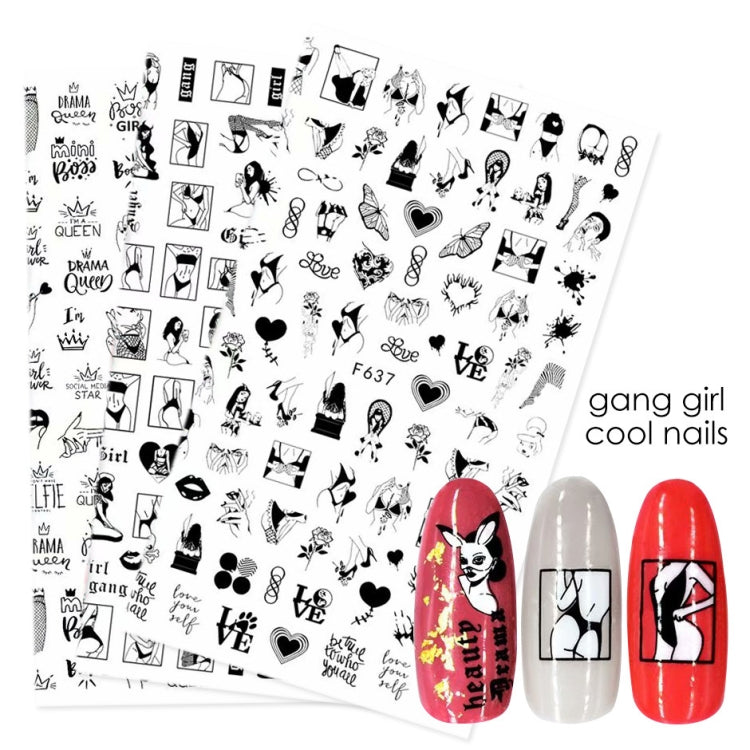 10 PCS Cartoon Heart Letters Comic Character Nail Art Sticker 3D Adhesive Nail Stickers(F639) - free shipping - PMC TechLife - Order now!