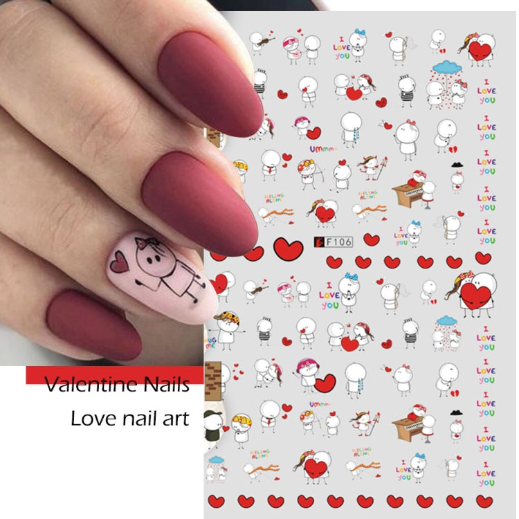 10 PCS Cartoon Heart Letters Comic Character Nail Art Sticker 3D Adhesive Nail Stickers(F106) - free shipping - PMC TechLife - Order now!