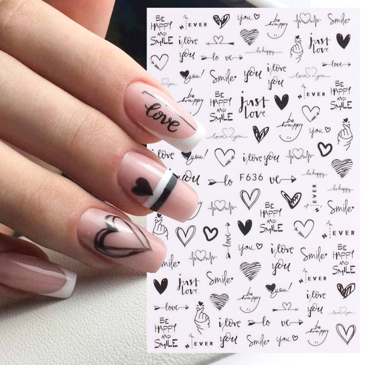 10 PCS Cartoon Heart Letters Comic Character Nail Art Sticker 3D Adhesive Nail Stickers(F106) - free shipping - PMC TechLife - Order now!