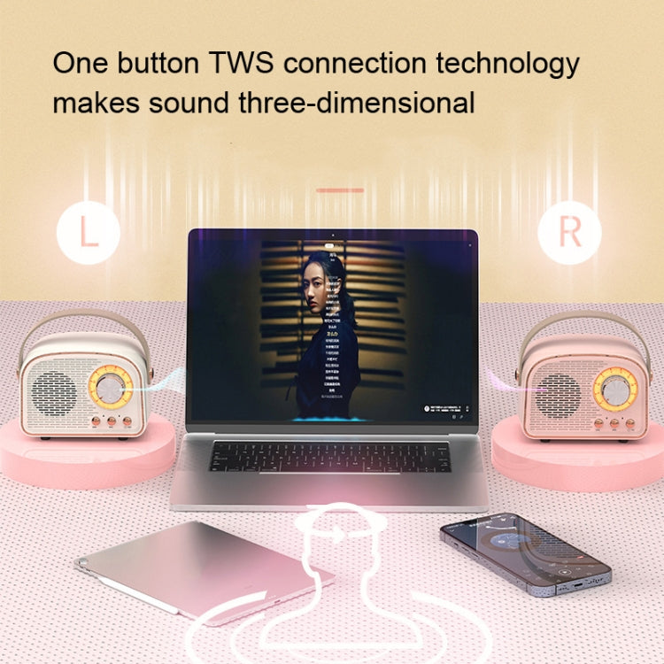 DW21 Vintage Radio BT Speaker Support TF Card/U Disk to Play(White) - Desktop Speaker by PMC TechLife | Online Shopping South Africa | PMC TechLife