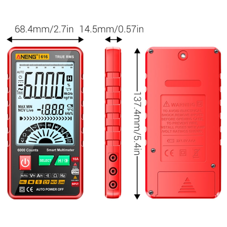 ANENG 616 Automatic High-precision Digital Display Capacitance Multimeter, Color: Black(Color Box) - free shipping - PMC TechLife - Order now!