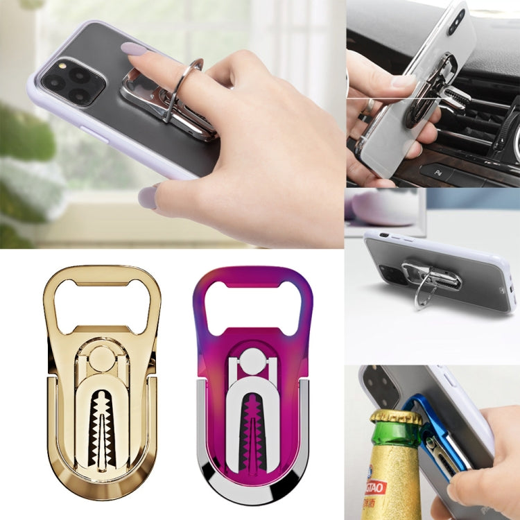 Multifunction Car Air Vent Phone Holder Finger Ring Phone Bracket Bottle Opener(Gold) - Ring Holder by PMC TechLife | Online Shopping South Africa | PMC TechLife