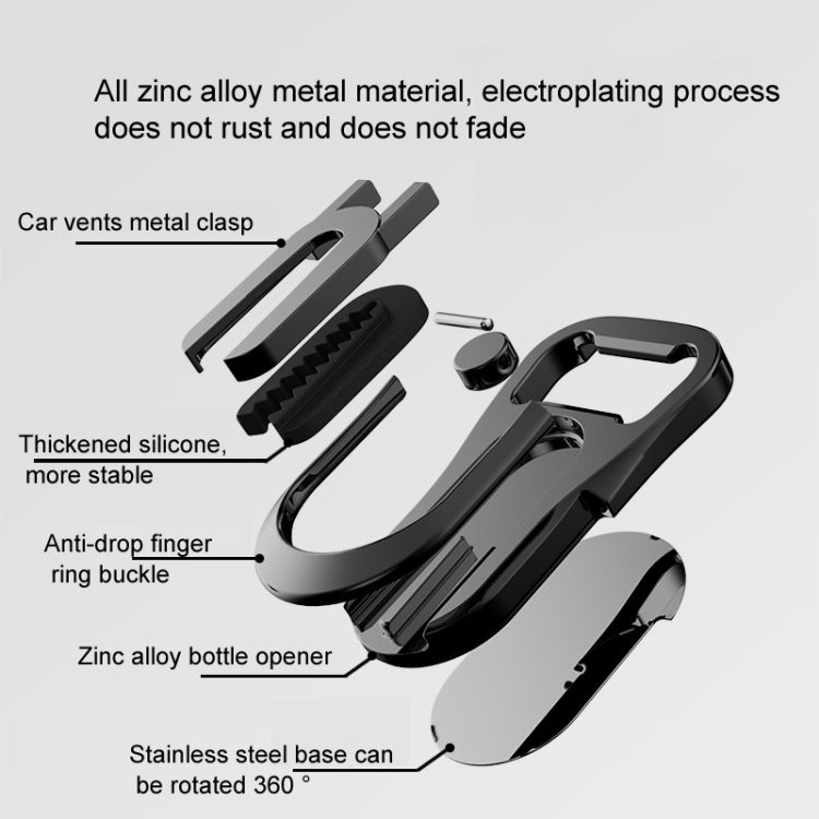 Multifunction Car Air Vent Phone Holder Finger Ring Phone Bracket Bottle Opener(Black) - Ring Holder by PMC TechLife | Online Shopping South Africa | PMC TechLife