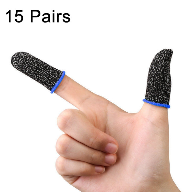 15 Pairs  18 Needles Gaming Finger Glove Anti-sweat and Non-slip Glove,Color: Silver Fibre Blue Trim - Gaming Finger Sleeves by PMC TechLife | Online Shopping South Africa | PMC TechLife | Buy Now Pay Later Mobicred