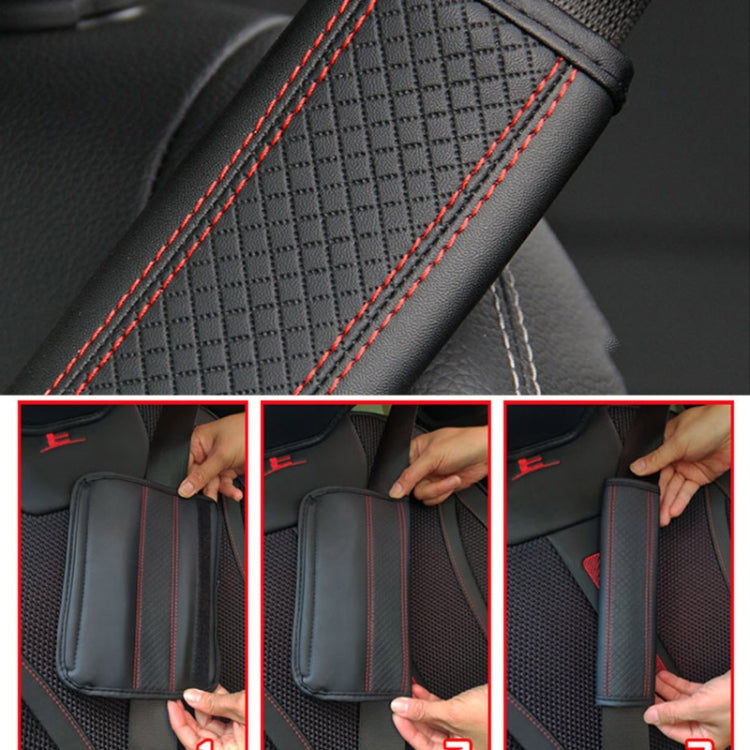 Fiber Leather Embossed Car Seat Belt Shoulder Cover Protector 6.5X23cm(Wine Red) - Seat Belts & Padding by PMC TechLife | Online Shopping South Africa | PMC TechLife