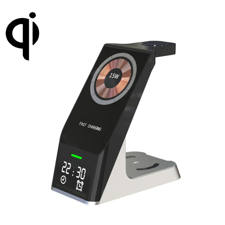 H27 15W  6 In 1 With Clock Function Magnetic Phone Wireless Charger For iWatch/AirPods(Black) -  by PMC TechLife | Online Shopping South Africa | PMC TechLife