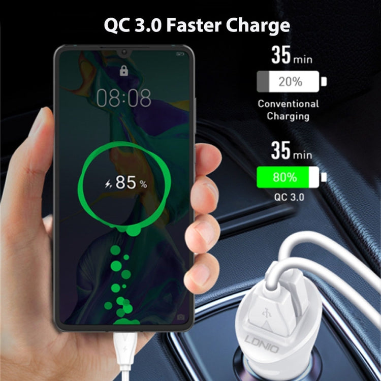 LDNIO C511Q 36W QC 3.0 Phone Fast Charger Dual-USB Ports Smart Car Charger with Micro USB Cable - free shipping - PMC TechLife - Order now!