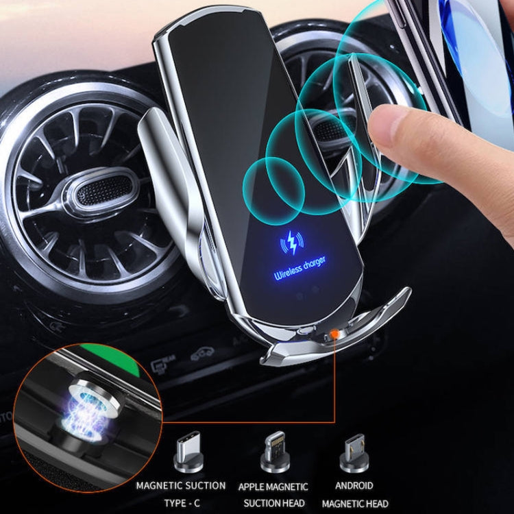 Q3 Infrared Induction Magnetic Car Wireless Charging Phone Bracket with Micro USB + 8 Pin + Type-C / USB-C Magnetic Connector(Black) - free shipping - PMC TechLife - Order now!