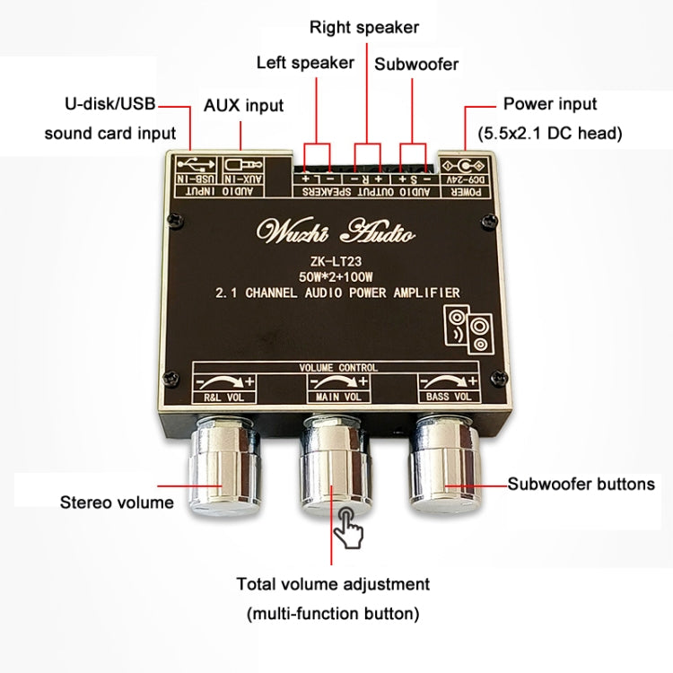 LT22 15W+30W 2.1 Channel TWS Bluetooth Audio Receiver Amplifier Module With Subwoofer - Breadboard / Amplifier Board by PMC TechLife | Online Shopping South Africa | PMC TechLife