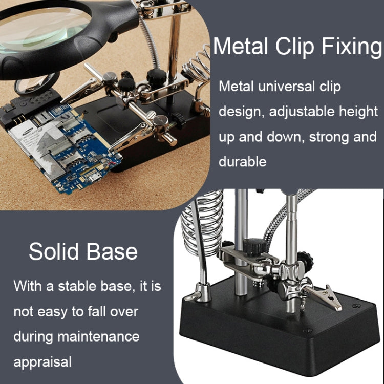 16129-C 2.5X/7.5X/10X LED Lighting Auxiliary Bracket Maintenance Magnifier(US Plug) - free shipping - PMC TechLife - Order now!