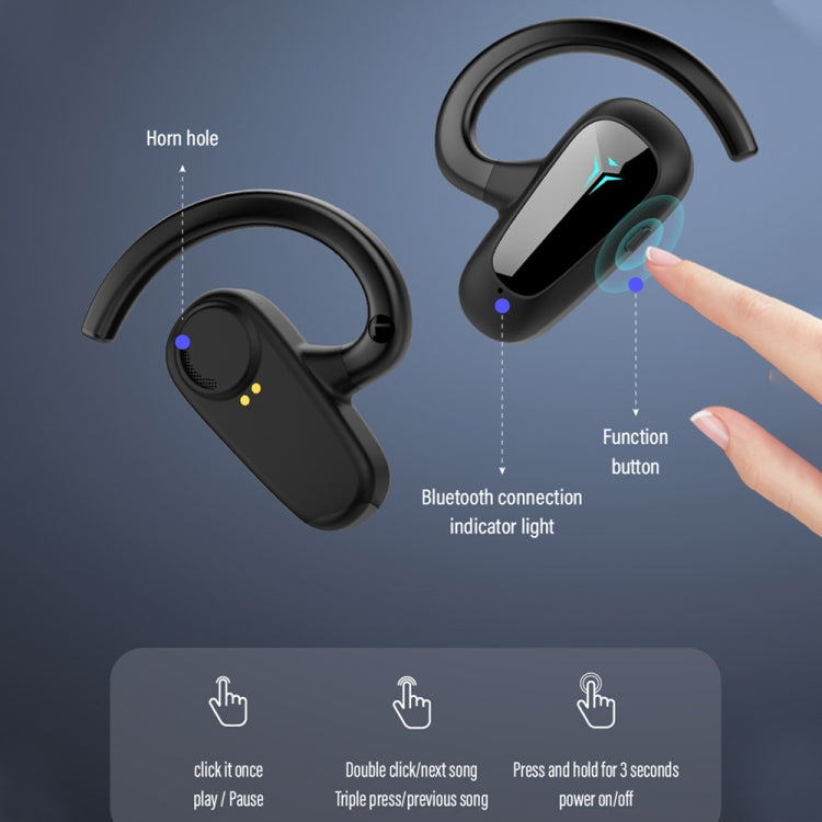Bone Conduction Concepts Digital Display Stereo Bluetooth Earphones, Style: Single Ear(Blue) - Bluetooth Earphone by PMC TechLife | Online Shopping South Africa | PMC TechLife