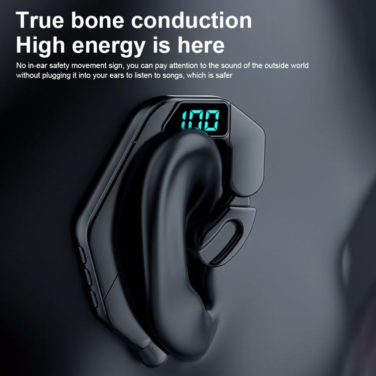 V19 Bone Conduction Digital Display Stereo Hanging Ear Sports Bluetooth Headset(Pink) - Bluetooth Earphone by PMC TechLife | Online Shopping South Africa | PMC TechLife