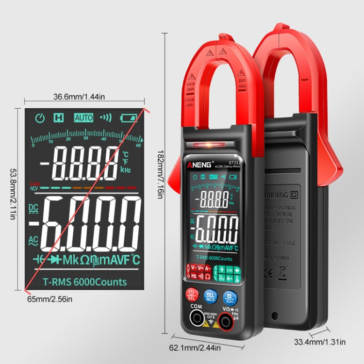 ANENG Large Screen Multi-Function Clamp Fully Automatic Smart Multimeter, Specification: ST211 Black - free shipping - PMC TechLife - Order now!