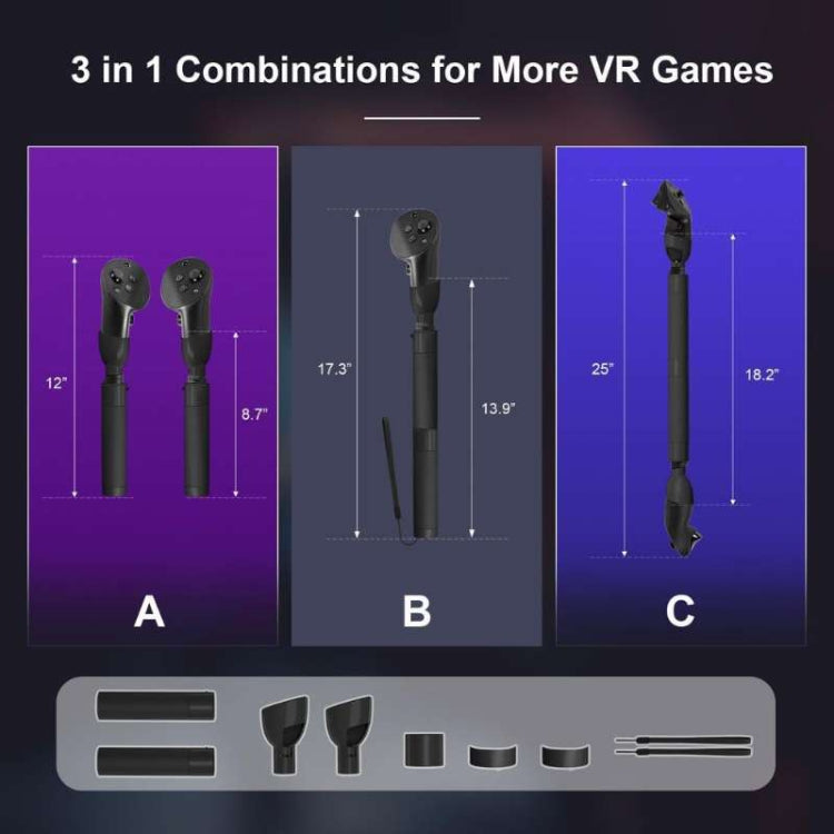 For Meta Quest Pro VR Glasses Golf Game Light Pole Handle Extended Rod(Black) - VR Accessories by PMC TechLife | Online Shopping South Africa | PMC TechLife