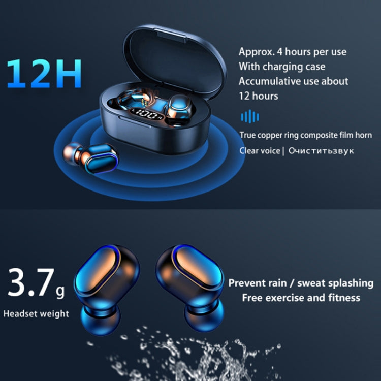 E7s Digital Sports Waterproof TWS Bluetooth 5.0 In-Ear Headphones(White) - TWS Earphone by PMC TechLife | Online Shopping South Africa | PMC TechLife