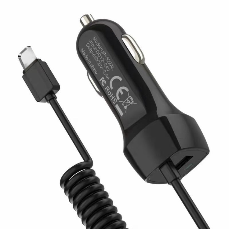 522AL Fast Charging With Cable Car Charging, Output Interface: 8 Pin (Black) - Car Charger by PMC TechLife | Online Shopping South Africa | PMC TechLife