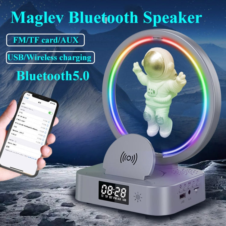 Y-558 Magnetic Levitation Astronaut TWS Bluetooth Speaker With RGB Light,Style: Silver Clock Model - Desktop Speaker by PMC TechLife | Online Shopping South Africa | PMC TechLife