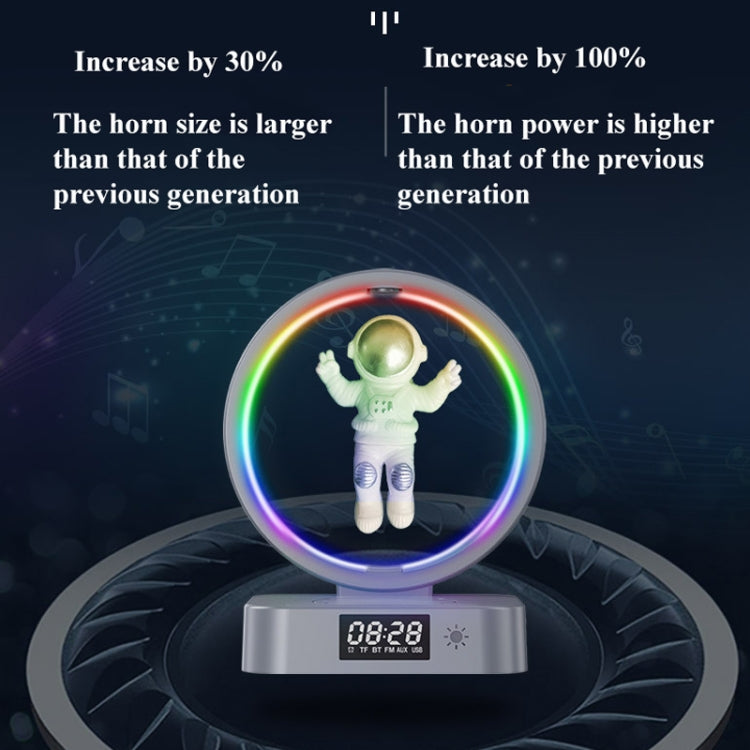 Y-558 Magnetic Levitation Astronaut TWS Bluetooth Speaker With RGB Light,Style: Silver Clock Model - Desktop Speaker by PMC TechLife | Online Shopping South Africa | PMC TechLife