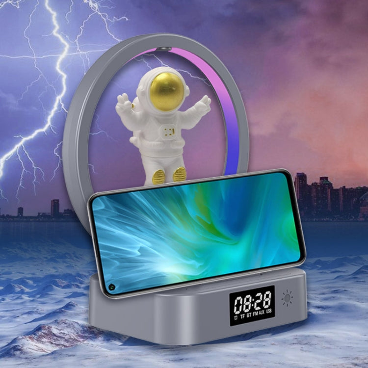 Y-558 Magnetic Levitation Astronaut TWS Bluetooth Speaker With RGB Light,Style: Silver Clock Model - Desktop Speaker by PMC TechLife | Online Shopping South Africa | PMC TechLife