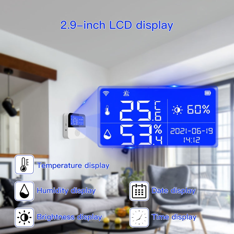 Tuya WIFI Temperature And Humidity Sensor With 2.9inch LCD Display,Spec: With Sensing Line - Home Automation Modules by PMC TechLife | Online Shopping South Africa | PMC TechLife