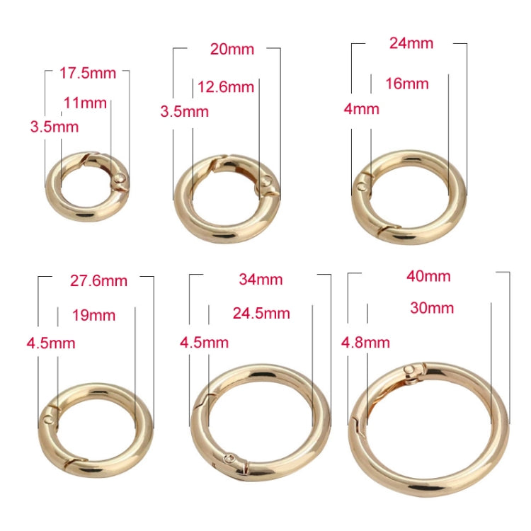 20pcs Zinc Alloy Spring Ring Metal Open Bag Webbing Keychain, Specification: 6 Points Light Gold - free shipping - PMC TechLife - Order now!