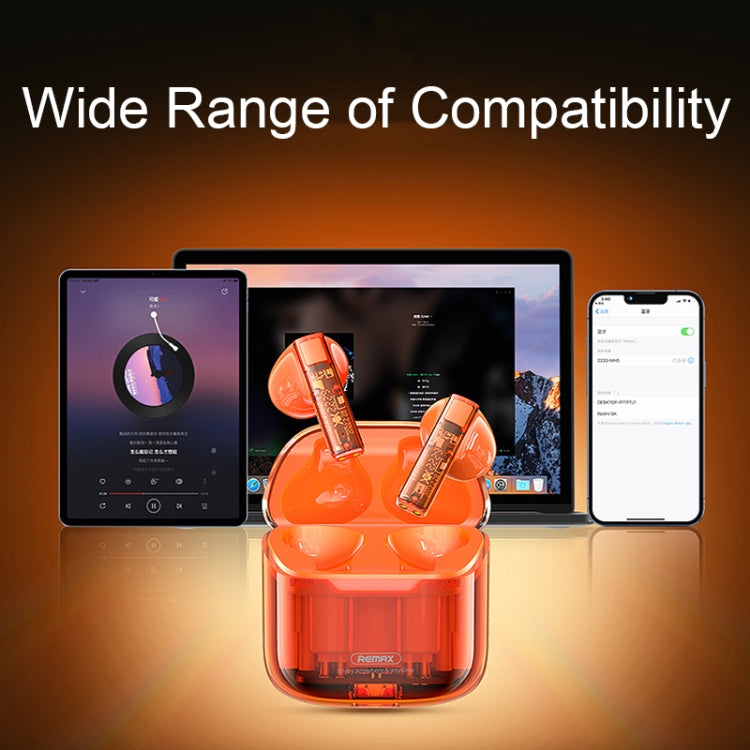 REMAX CozyBuds 6C TWS Transparent Cabin Low Delay Wireless Bluetooth Headset(Orange) - TWS Earphone by REMAX | Online Shopping South Africa | PMC TechLife | Buy Now Pay Later Mobicred