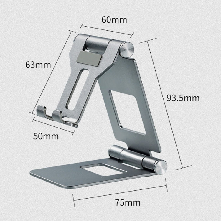 Z10A   Aluminum Alloy Double Folding Mobile Phone Holder Desktop Tablet Lazy Holder(Grey) - Desktop Holder by PMC TechLife | Online Shopping South Africa | PMC TechLife