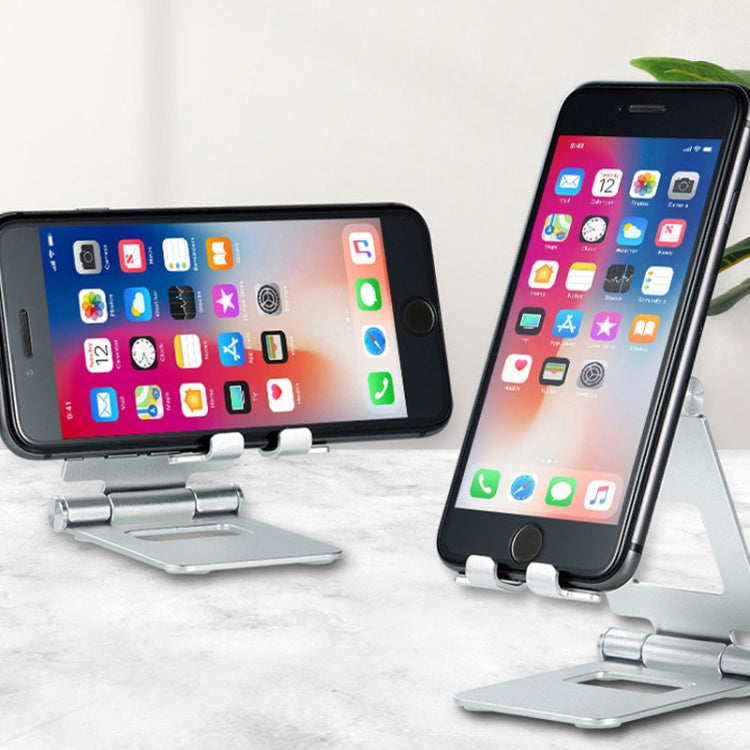 Z10A   Aluminum Alloy Double Folding Mobile Phone Holder Desktop Tablet Lazy Holder(Grey) - Desktop Holder by PMC TechLife | Online Shopping South Africa | PMC TechLife