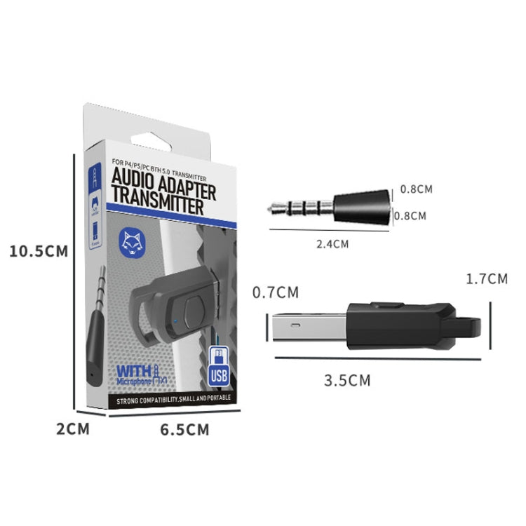 For PS4 / PS5 / PC HS-PS5101 Bluetooth 5.0 Adapter Audio Receiver Wireless Headset Transmitter(Black) - Audio Receiver Transmitter by PMC TechLife | Online Shopping South Africa | PMC TechLife