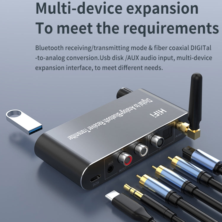 A05 Bluetooth 5.1 Optical Fiber Coaxial USB Receiver Transmitter With Remote Control - Audio Receiver Transmitter by PMC TechLife | Online Shopping South Africa | PMC TechLife