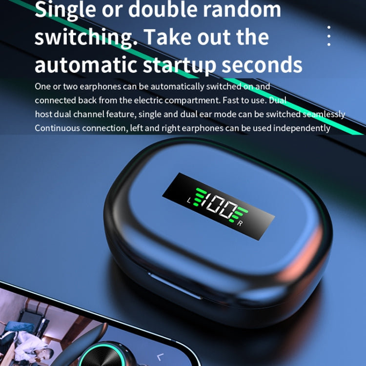 R201 With Charging Bin Hanging Ear Stereo Digital Display Bluetooth Earphones(Black) - Bluetooth Earphone by PMC TechLife | Online Shopping South Africa | PMC TechLife