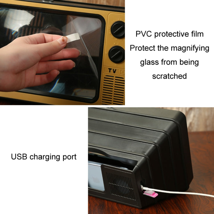 Retro TV Mobile Phone Screen Video Amplifier Mobile Phone Holder(Brown Wood) - Screen Magnifier by PMC TechLife | Online Shopping South Africa | PMC TechLife