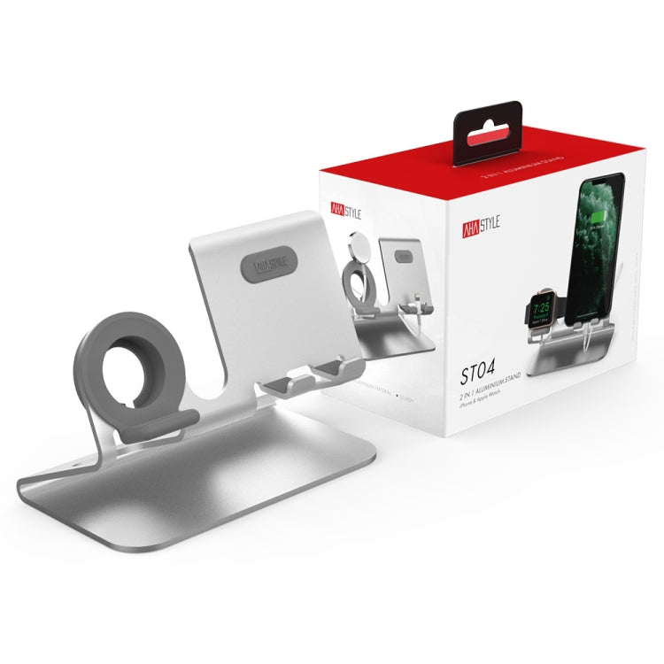 AhaStyle ST04 Aluminum Alloy Charging Base, For 4-8 inch Smart Phone&Apple Watch Series(Silver) - Desktop Holder by AhaStyle | Online Shopping South Africa | PMC TechLife