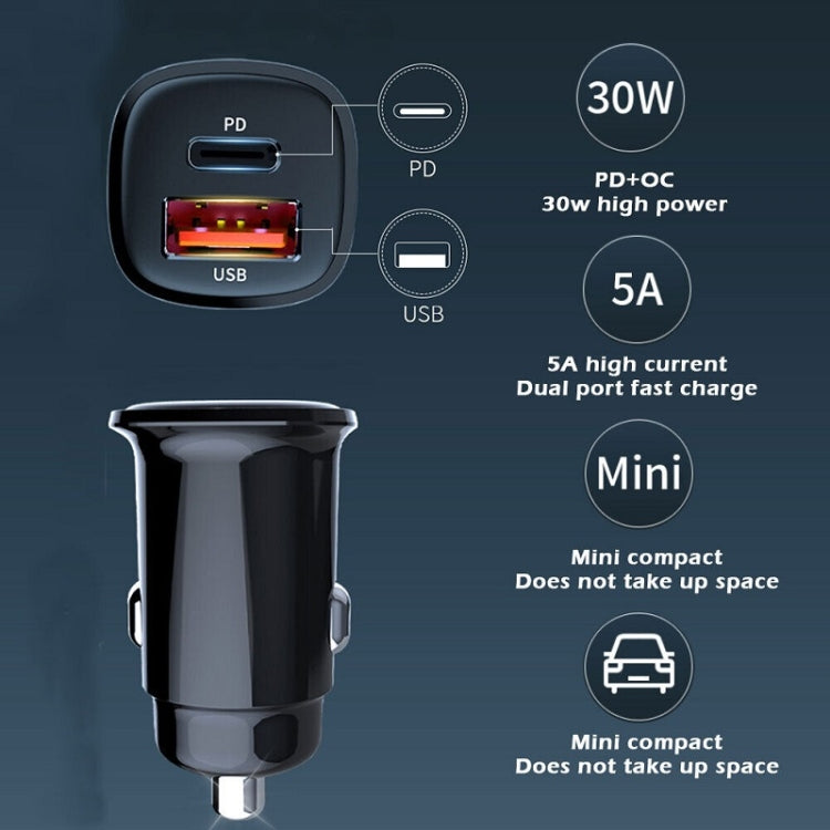 S-33 PD 30W Dual Port USB Super Fast Charge Car Charger - Cigar Socket by PMC TechLife | Online Shopping South Africa | PMC TechLife