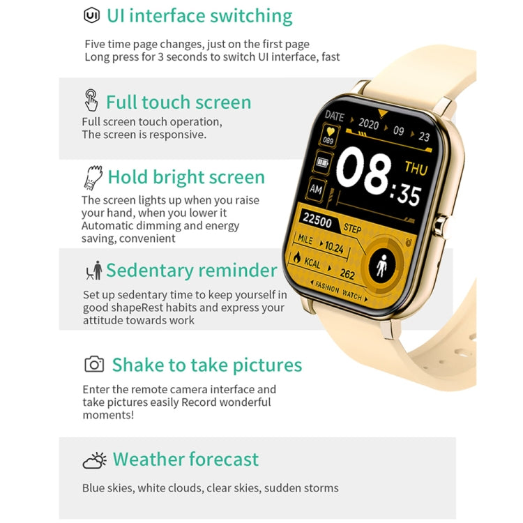 H10 1.69 inch Screen Bluetooth Call Smart Watch, Support Heart Rate/Blood Pressure/Sleep Monitoring, Color: Yellow - Smart Wear by PMC TechLife | Online Shopping South Africa | PMC TechLife