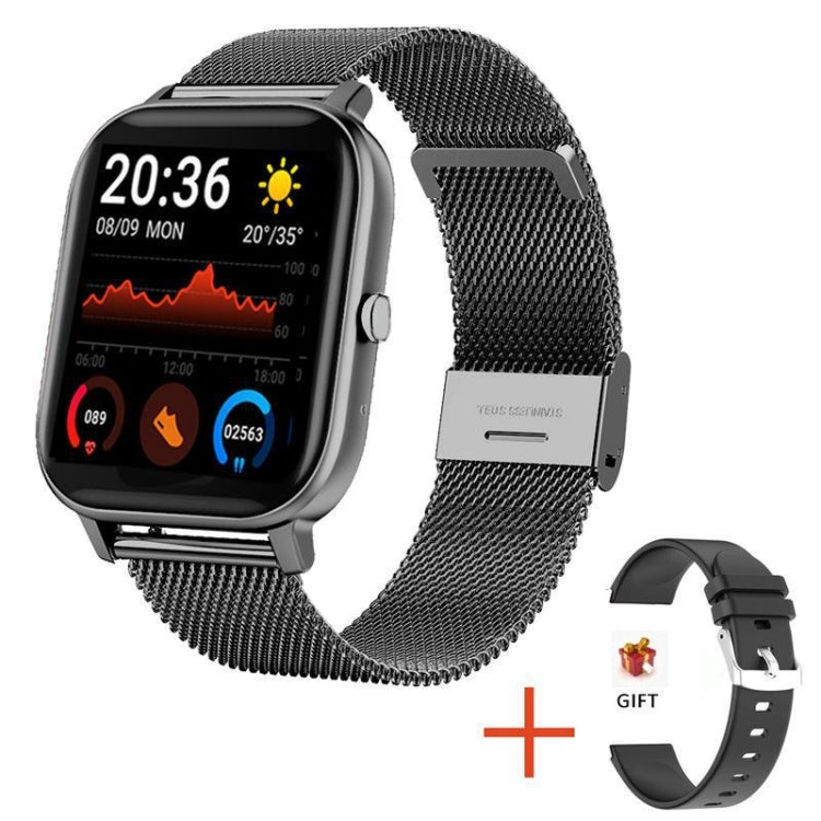 H10 1.69 inch Screen Bluetooth Call Smart Watch, Support Heart Rate/Blood Pressure/Sleep Monitoring, Color: Black Net+Silicone - Smart Wear by PMC TechLife | Online Shopping South Africa | PMC TechLife