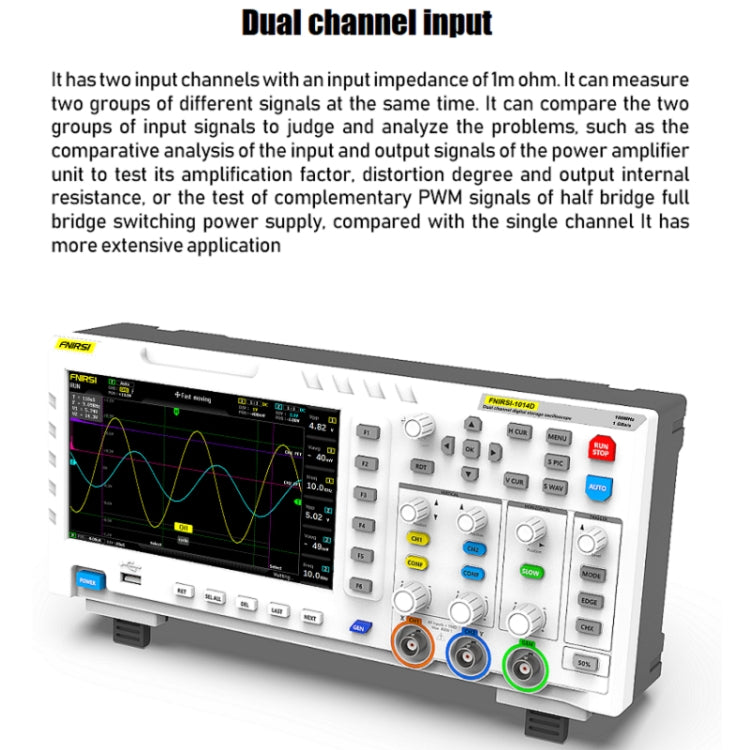 FNIRSI 1014D +P4100 Probe 2 in 1 Dual-channel 100M Bandwidth Digital Oscilloscope 1GS Sampling Signal Generator, US Plug - free shipping - PMC TechLife - Order now!