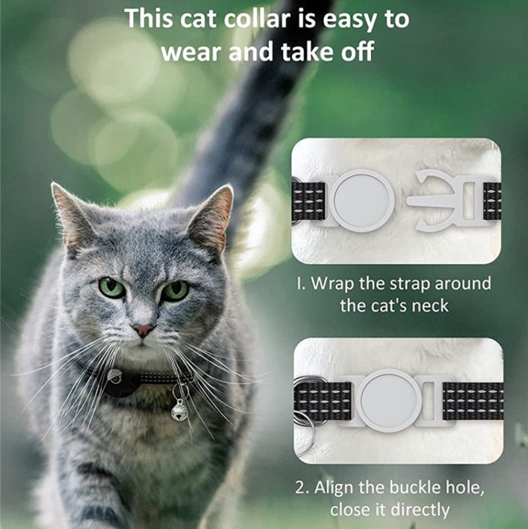 For AirTag Tracker Silicone Case Reflective Pet Cat Collar With Bell(Black) - free shipping - PMC TechLife - Order now!