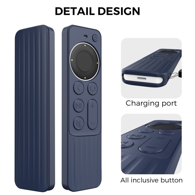 For Apple TV Siri Remote 2/3 AhaStyle PT166 Remote Controller Silicone Protective Case Striped Non-Slip Anti-Drop Cover(Midnight Blue) - free shipping - PMC TechLife - Order now!